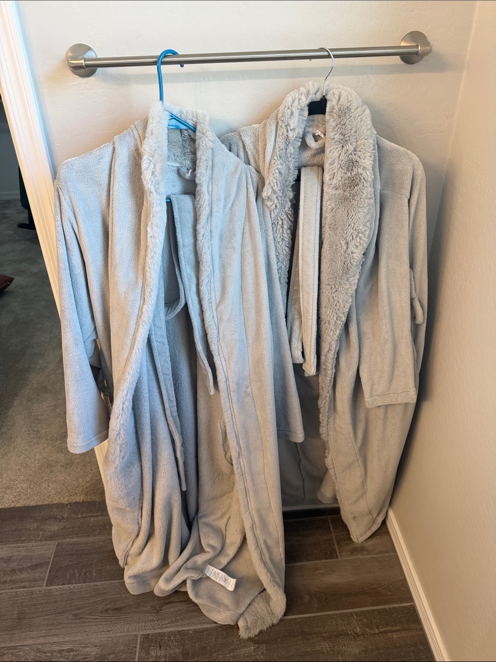 Pottery Barn Plush Shawl-Collar Robe in Light Gray